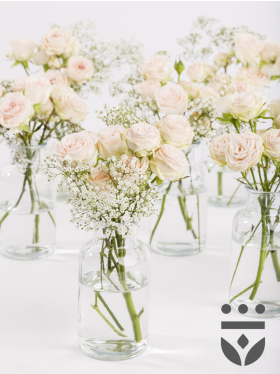 Pastell Centerpieces, inklusive Vasen - Silber | Kurz gebunden