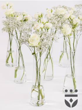 6 Wei&szlig;e Centerpieces - Silber | Hoch gebunden
