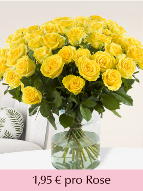 Stückzahl Gelbe Rosen - 10 bis 99 Rosen