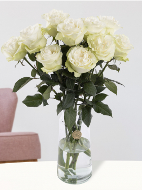 10 Weiße Rosen aus Ecuador