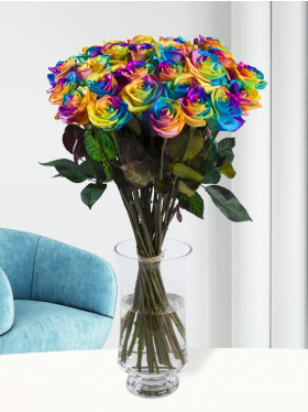 30 Regenbogen Rosen