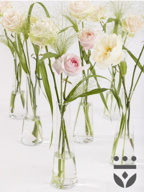 6 Pastell Centerpieces, inklusive Vasen - Platinum | Hoch gebunden