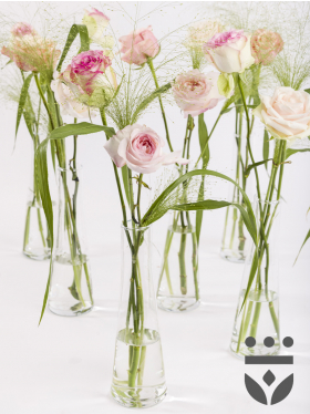 6 Pastell Plus Centerpieces, inklusive Vasen - Platinum| Hoch gebunden