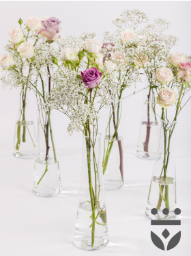 6 Pastell Plus Centerpieces, inklusive Vasen - Silber | Hoch gebunden