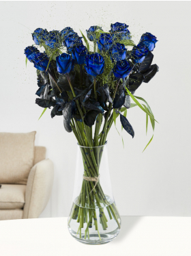 20 Blaue Rosen mit Panicum