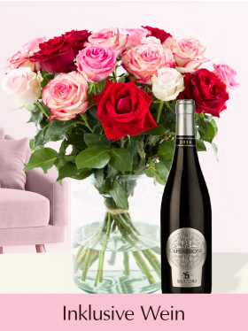 Rosa-Roter Rosenmix inklusive Rotwein