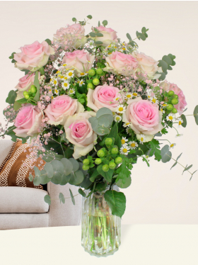 Winterstrauß Rosa Rosen S, M & L