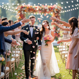 Hochzeit, mit Rosen gefüllt