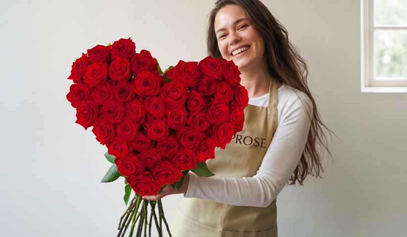 Rosenstrauß in Herzform Rosen in Herzform