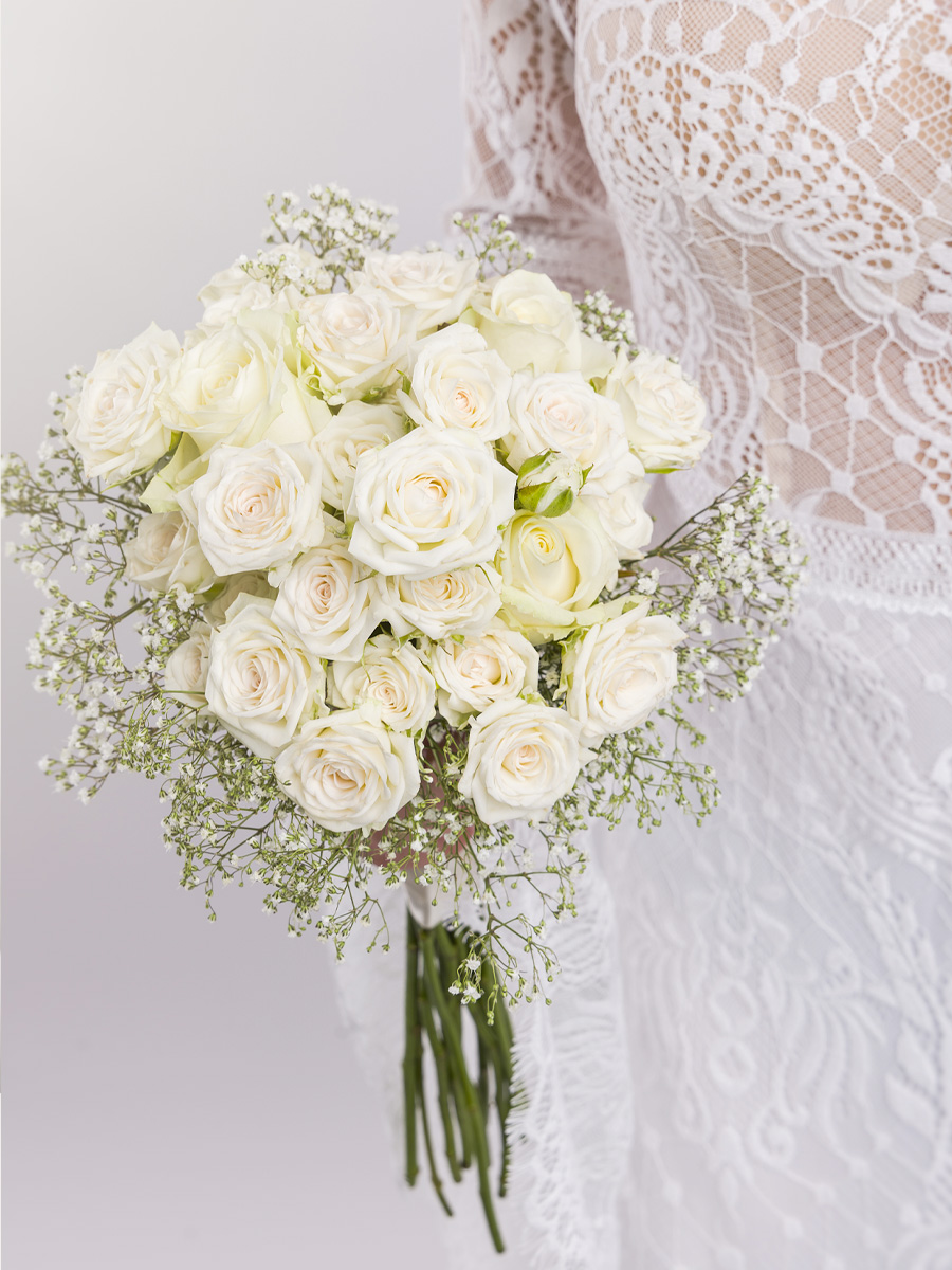 Weißer Brautstrauß - Silber